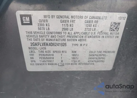 2013 GMC Terrain Slt-1 из США, поврежденный, VIN 2GKFLVEK4D6241926